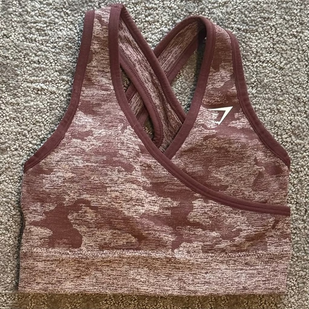 Gymshark Adapt Camouflage Seamless Sports Bra Berry XS